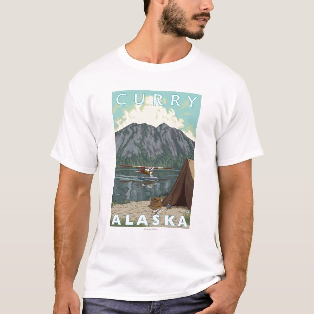T-shirt Avion de Bush et pêche - cari, Alaska (Devant)