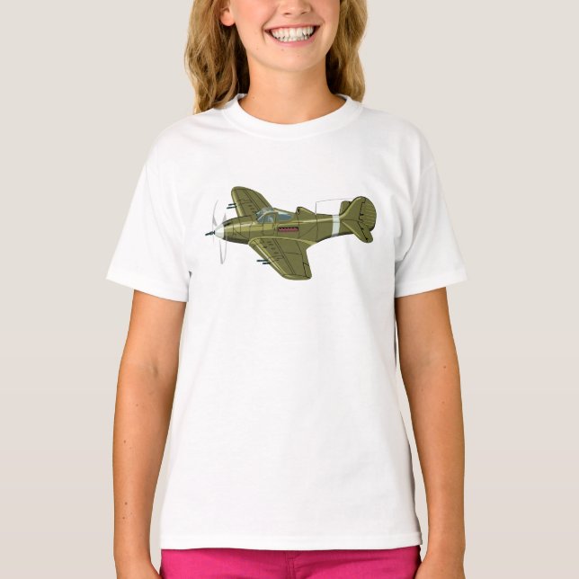 T-shirt Avion de chasseur rétro-dessiné (Devant)