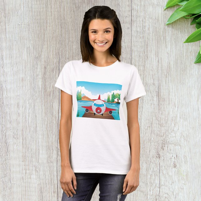 T-shirt Avion de dessin sur Lake Dock Amusement Travel Adv (Créateur téléchargé)