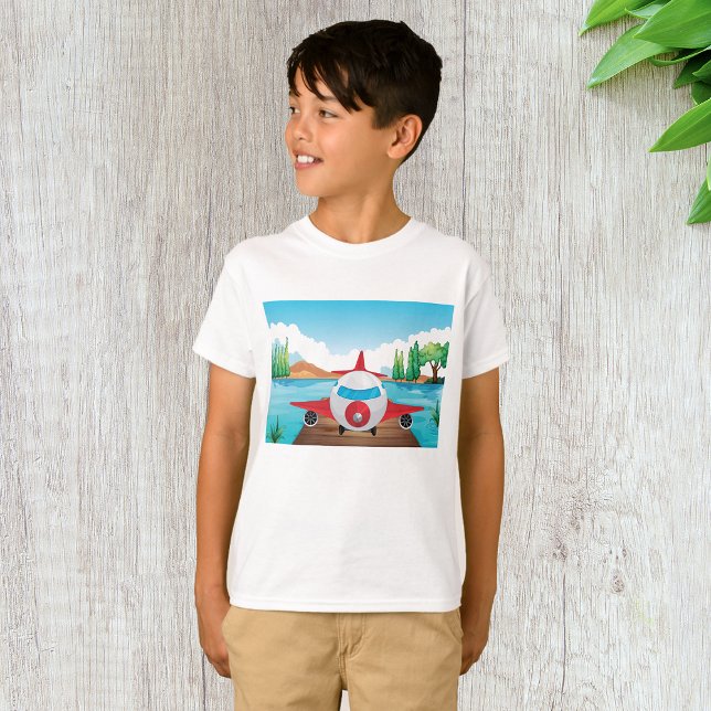 T-shirt Avion de dessin sur Lake Dock Amusement Travel Adv (Créateur téléchargé)