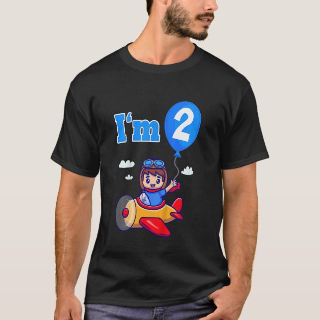 T-shirt Avion pilote enfant Avion I'm 2 Two Second Bir (Devant)