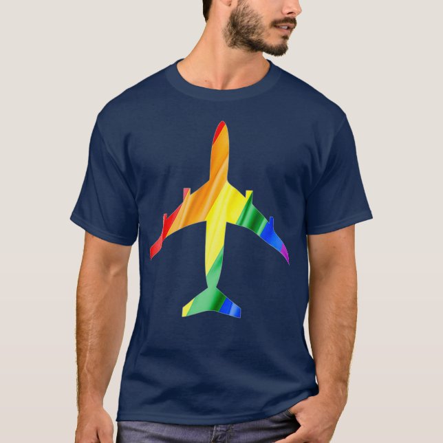 T-shirt Avion Rainbow Gay Indicateur de vol (Devant)