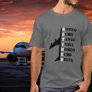 T-shirt Avion Retraité Alphabet Phonétique OTAN Aviation