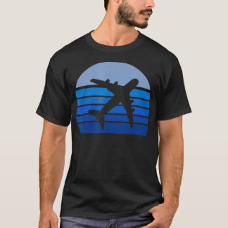 T-shirt Avion Rétro Silhouette Vol Pilote À