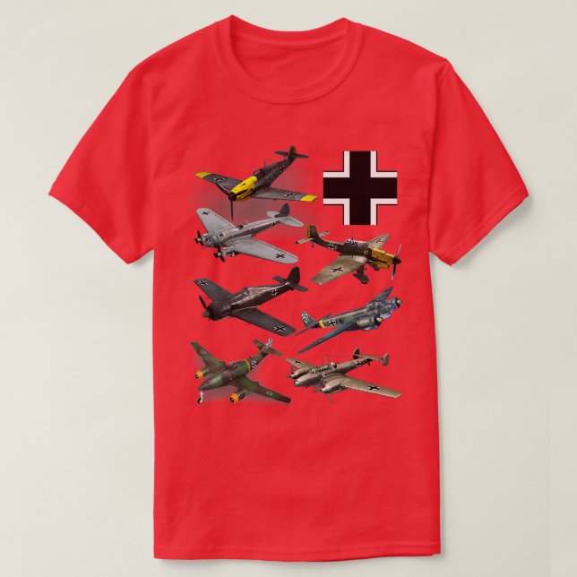 T-shirt Avions de chasse allemands de 2ème guerre mondiale (Design devant)