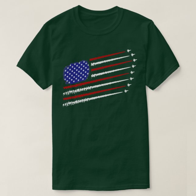 T-shirt Avions de chasse avec drapeau américain américain  (Design devant)