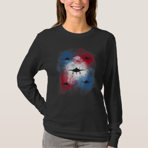 T-shirt Avions de chasse USA Rouge Blanc Bleu Drapeau Amér