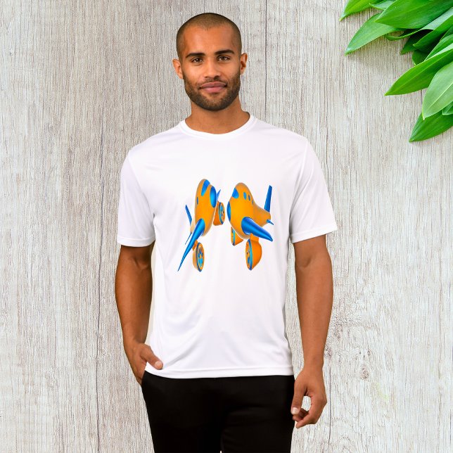 T-shirt Avions de dessin animé Vibrant orange et bleu (Créateur téléchargé)
