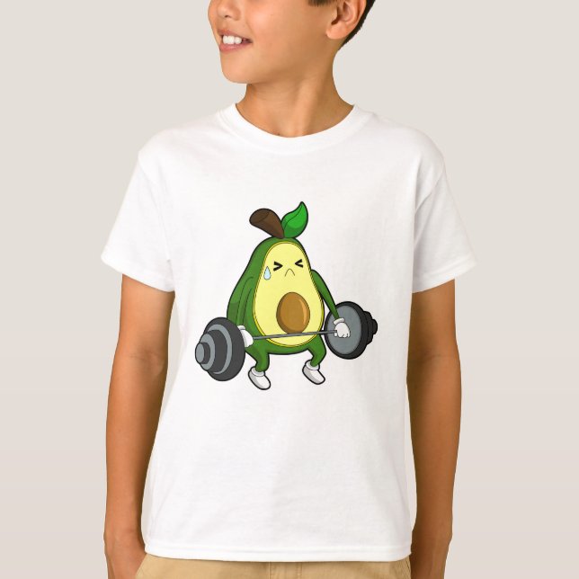 T-shirt Avocado à Fitness avec Barbell (Devant)