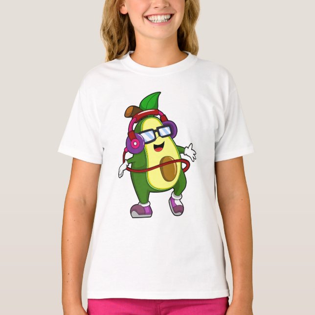 T-shirt Avocado à musique avec casque (Devant)