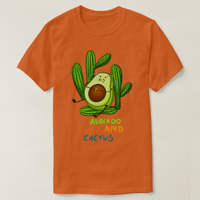 T-shirt Avocado et cactus drôles (Design devant)