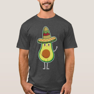 T-shirt Avocado Mexicano Avec Sombrero Mexicano Cute Cadea