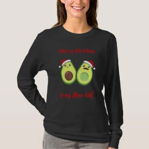 T-shirt Avocado Nourriture De Noël Avec Lumières Fées Drôl