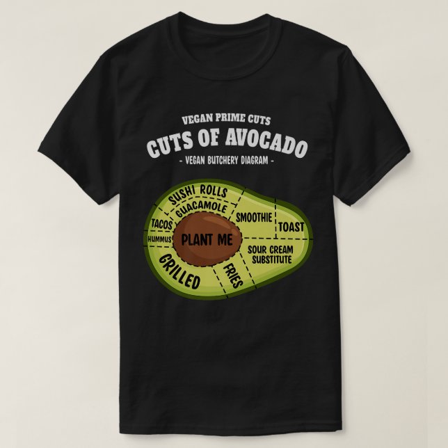 T-shirt Avocado Prime Coupes Drôle Vegan Butcher & Avocado (Design devant)