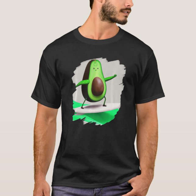 T-shirt Avocado Surfing Surfer Riding Wave Ocean Cool Surf (Devant)