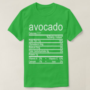 T-shirt avocat étiquette de la valeur nutritive