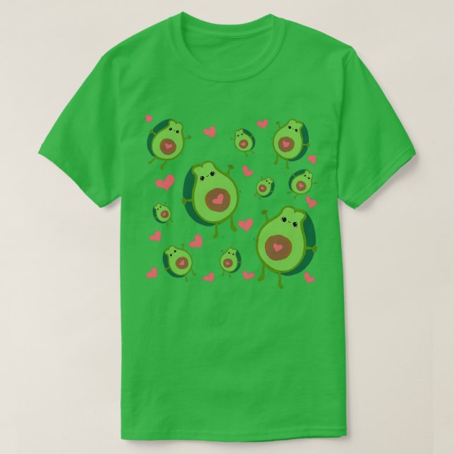 T-shirt Avocat mignonne aux coeurs (Design devant)