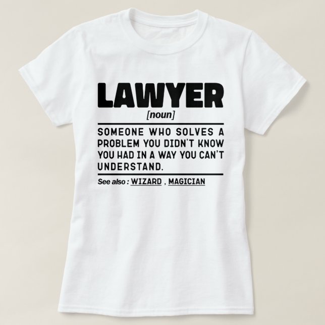 T-shirt Avocat Noun Advocate Diplômé Sayants Sarcastiques (Design devant)