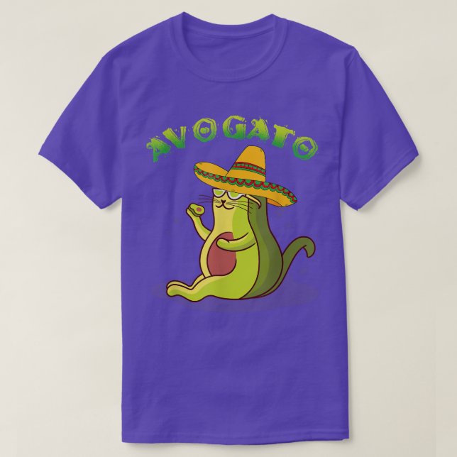T-shirt Avogato Cat Avocado Cinco de Mayo Cute Cat Meico G (Design devant)