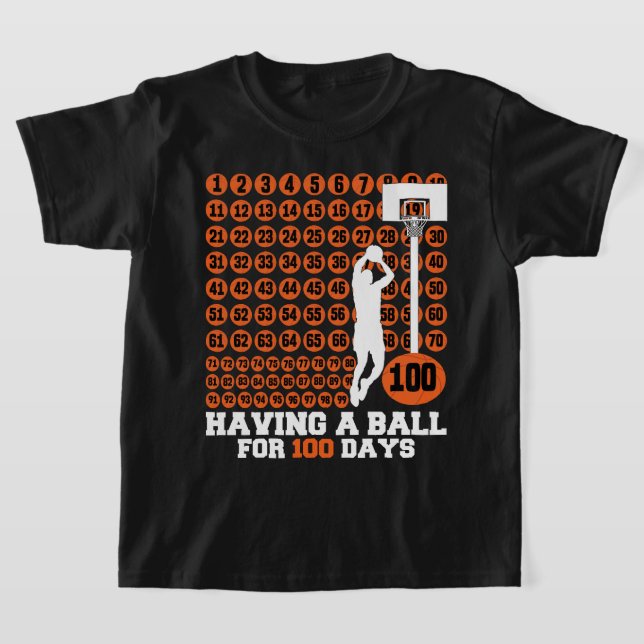 T-shirt Avoir une balle pour 100 jours de basket-ball Mile (Poser)