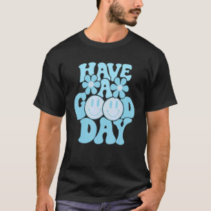 T-shirt Avoir Une Bonne Journée Rose Sourire Visage Preppy