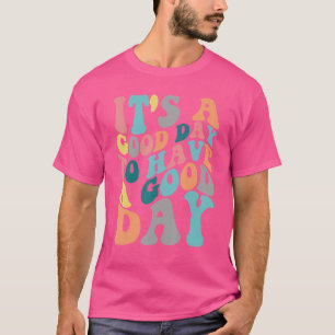 T-shirt Avoir Une Bonne Journée Rose Sourire Visage Preppy