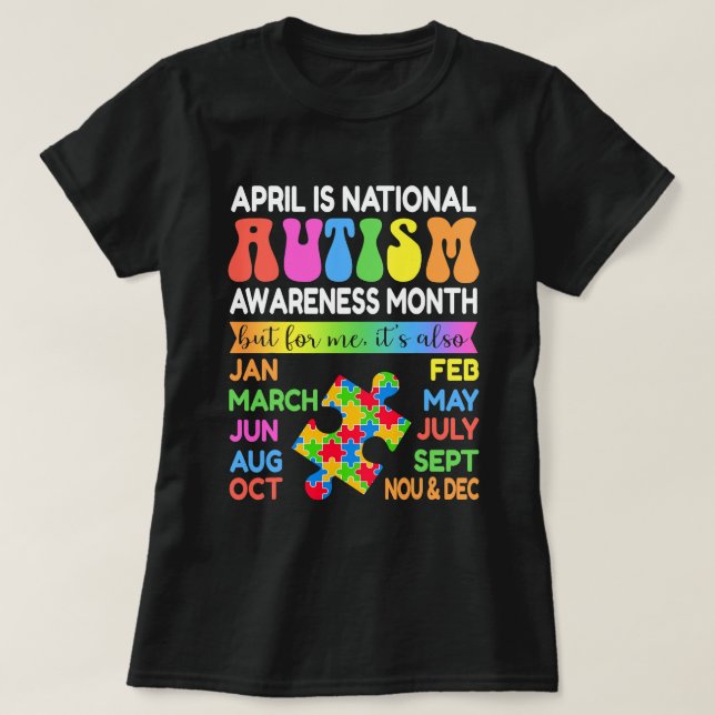 T-shirt Avril est le Mois de la Sensibilisation sur l'auti (Design devant)