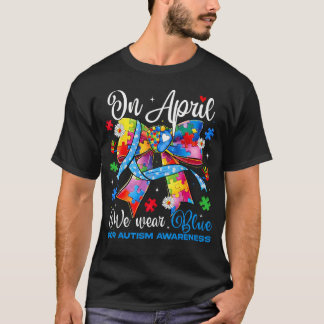 T-shirt Avril Nous Portons Un Ruban Bleu Coquette Pour L'a