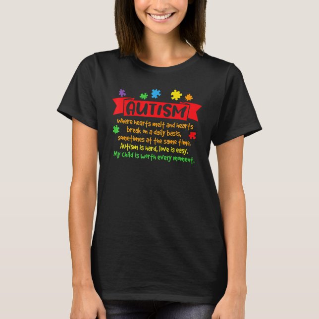 T-shirt Avril Sensibilisation sur l'autisme Mois Papa Mama (Devant)