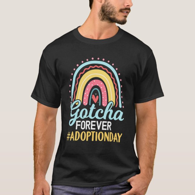 T-shirt Awesome Adoption Day  Gotcha Forever Rainbow (Devant)