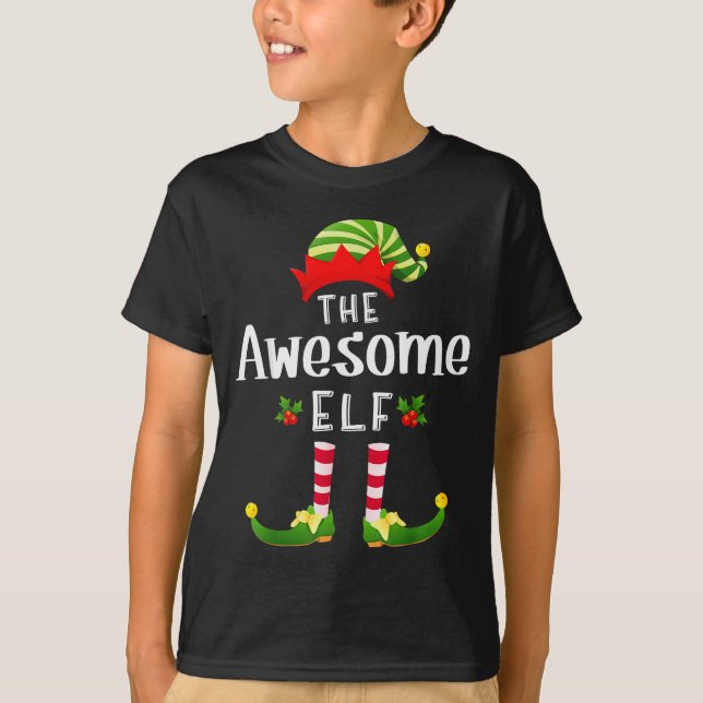 T-shirt Awesome Christmas Elf Matching Pajama X-mas Party  (Devant)