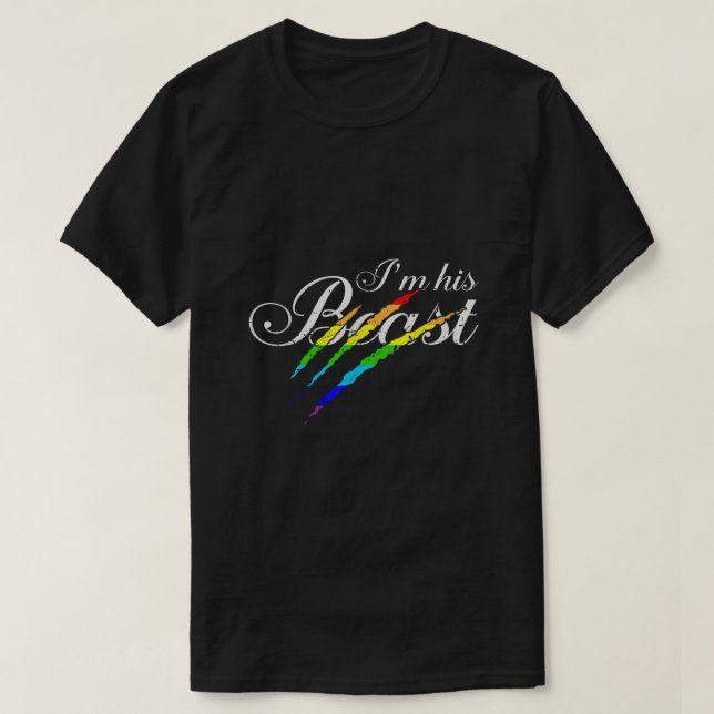 T-shirt Awesome Couples Gay Je suis Sa Bête LGBT Cadeau (Design devant)
