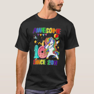 T-shirt Awesome Dabbing Unicorn depuis 2011 10E Anniversai