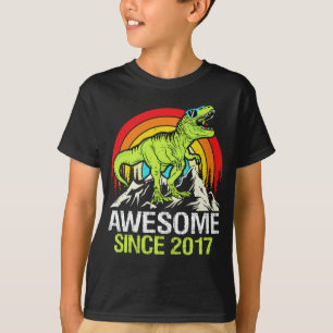 T-shirt Awesome depuis 2017 Dinosaur 6 Année 6e anniversai