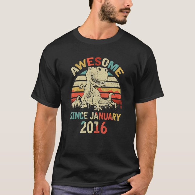 T-shirt Awesome depuis JANVIER 2016 4e anniversaire de Din (Devant)