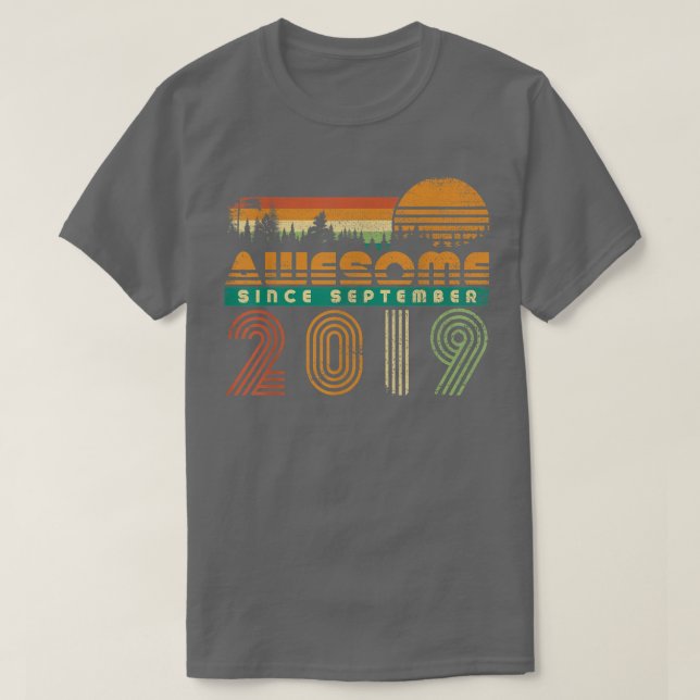 T-shirt Awesome Depuis Septembre 2019 Enfants Garçons Fill (Design devant)