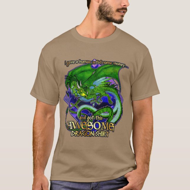 T-shirt Awesome Dragon Shirt (Green) (Devant)
