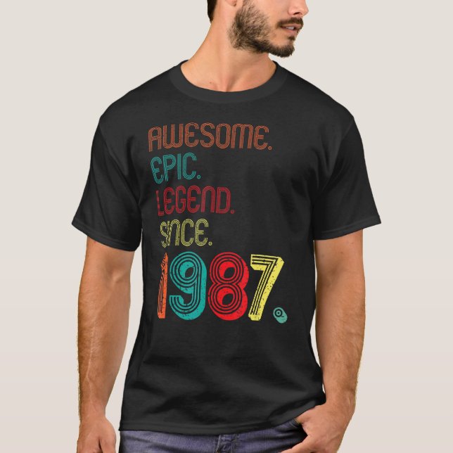 T-shirt Awesome Epic Legend Depuis 1987 35 Ans 35ème B (Devant)