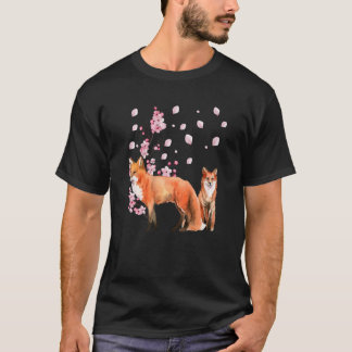 T-shirt Awesome Foxes Lovers Shirt Japanese Cherry Flower 
