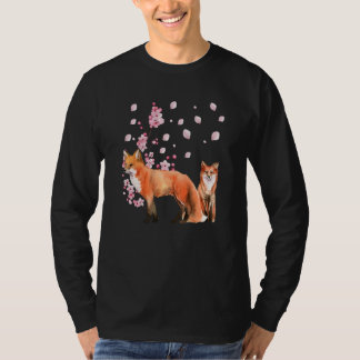 T-shirt Awesome Foxes Lovers Shirt Japanese Cherry Flower 