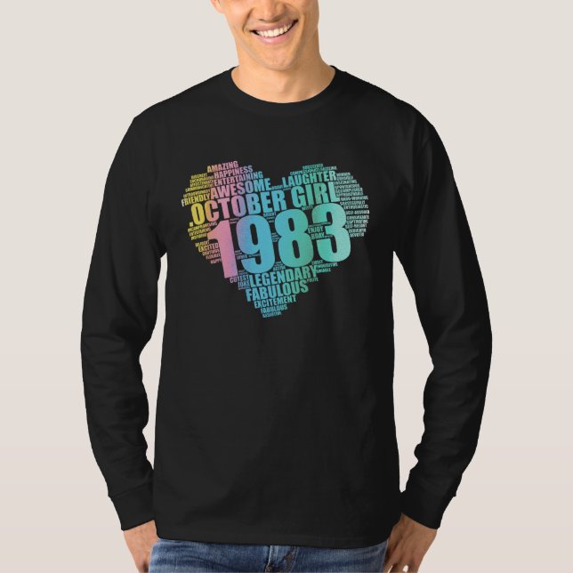 T-shirt Awesome October 1983 Girl Legendary & Fabulous Big (Devant)