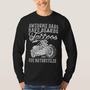 T-shirt Awesome Papa Have Tattoo Beards Ride Cycles F