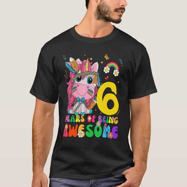 T-shirt Awesome Princesse Unicorn Anniversaire 6 ans Fille (Devant)