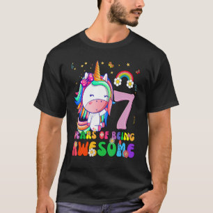T-shirt Awesome Princesse Unicorn Anniversaire 7 Année Fil