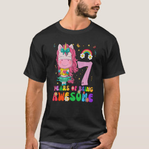 T-shirt Awesome Princesse Unicorn Anniversaire 7 Année Fil
