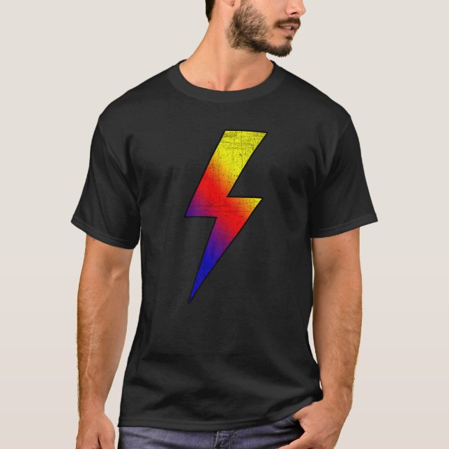 T-shirt Awesome Retro Front & Back COLD BLACK FIRE Lightni (Devant)