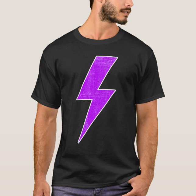 T-shirt Awesome Retro Front & Back PURPLE & WHITE Lightnin (Devant)