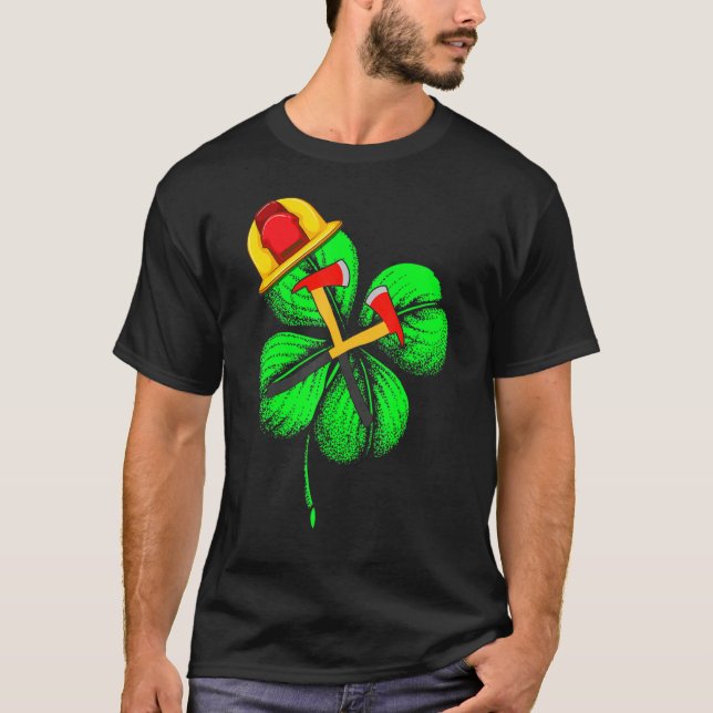 T-shirt Awesome Saint Patrick S Day Pompier Shamrock H (Devant)