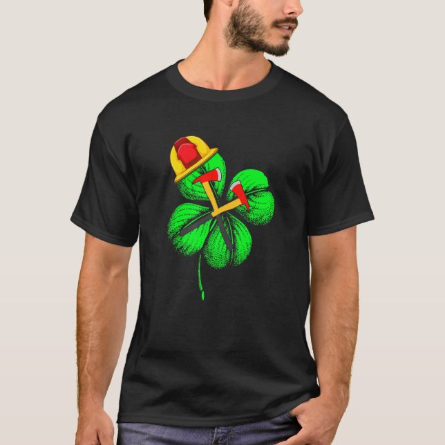 T-shirt Awesome Saint Patrick S Day Pompier Shamrock H (Devant)