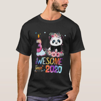 T-shirt Awesome Since 2020 3Rd 3 Panda Unicorn